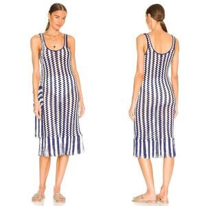 L'Academie Ardal Crochet Midi Dress in Navy & Ivory and Crochet Purse Size M